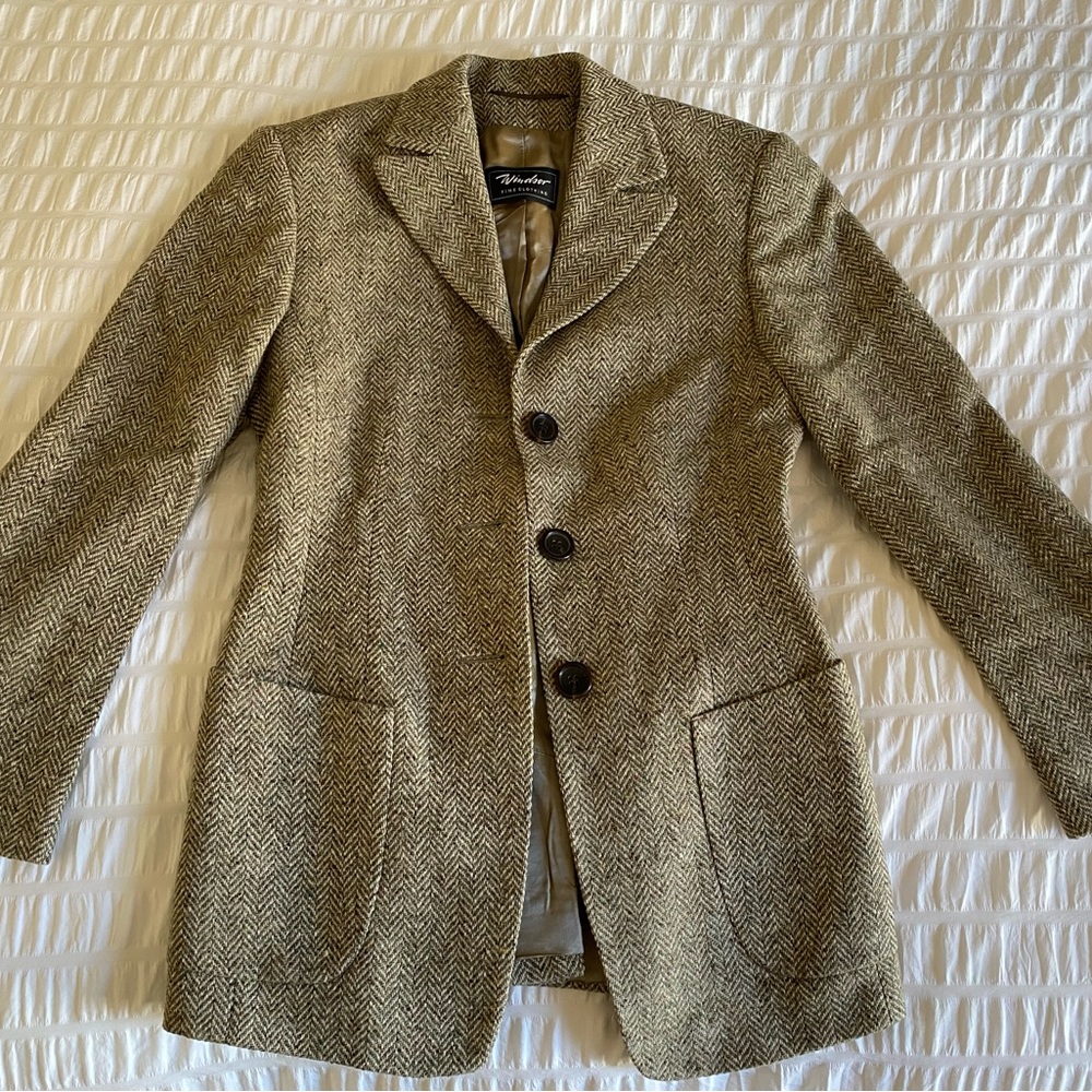 Women’s Silk/Wool Herringbone Blazer - Tan